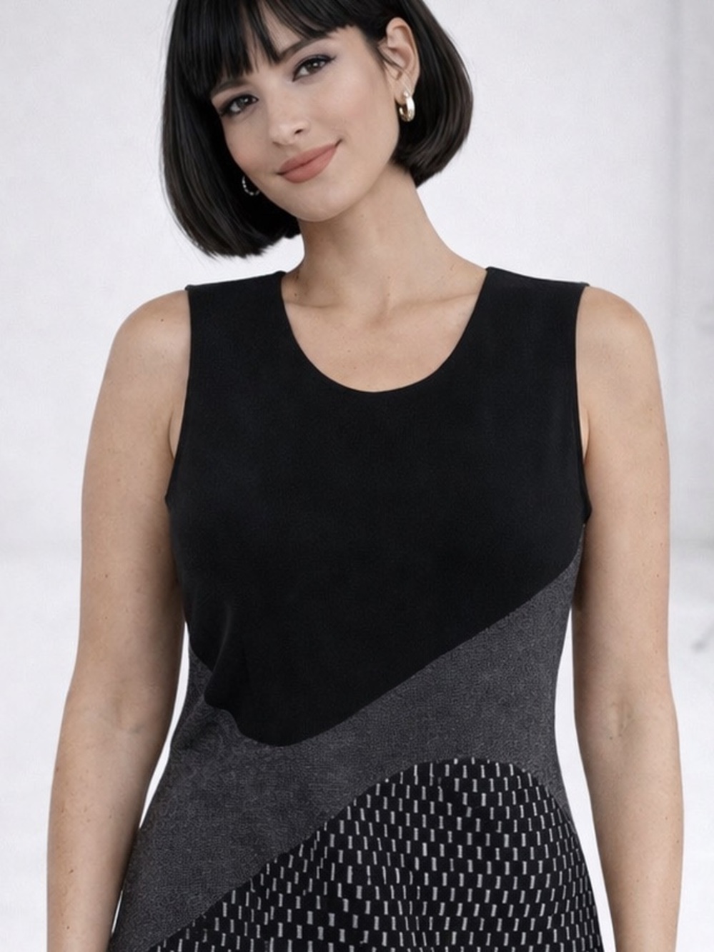 Smash Little Black Dress Sleeveless Midi Textural Abstract checker texture XL